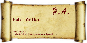 Hohl Arika névjegykártya